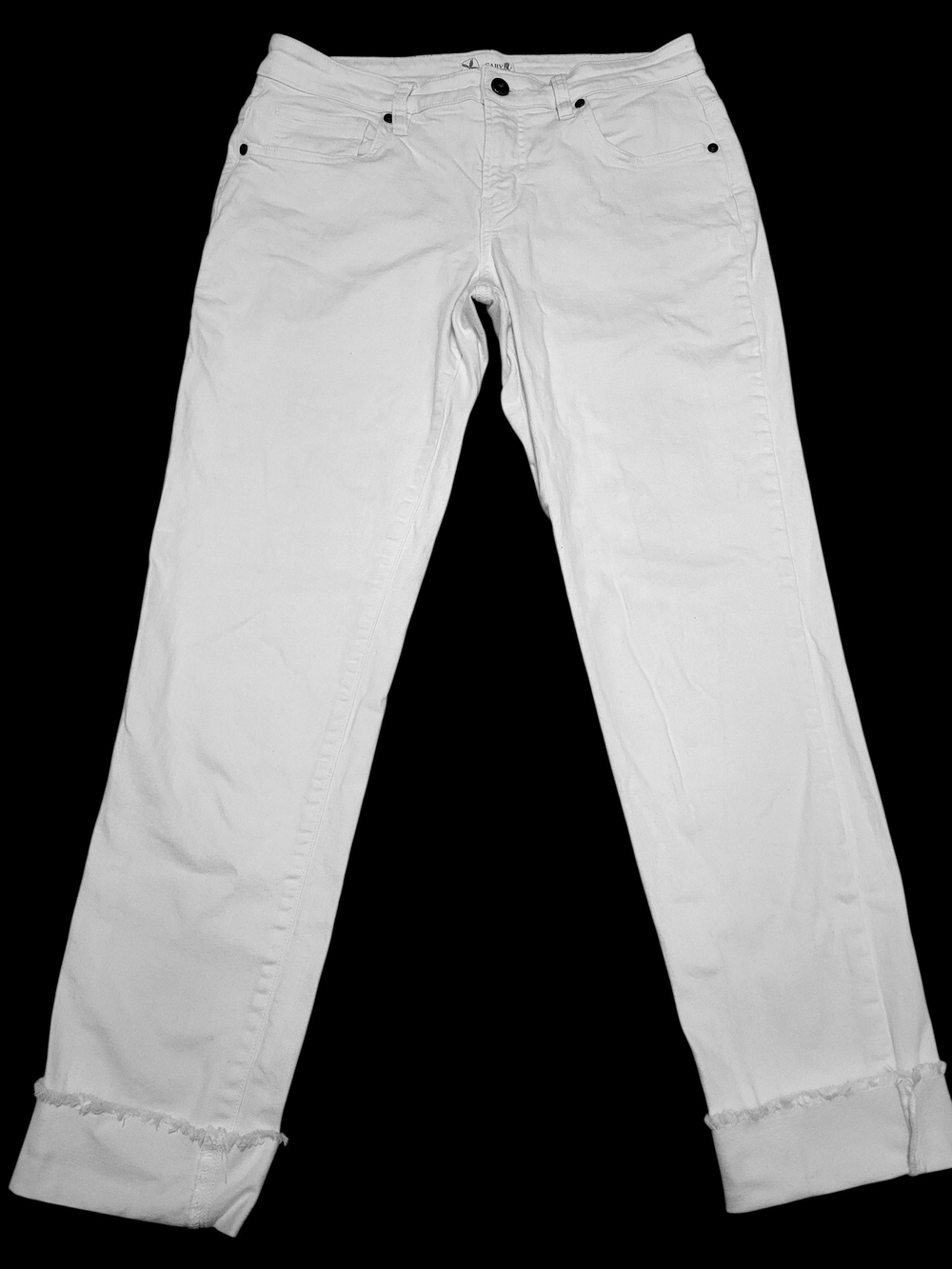 Carve Designs Carson White Jeans Womens 8 Organic Cotton Raw Hem Boyfriend Ankle